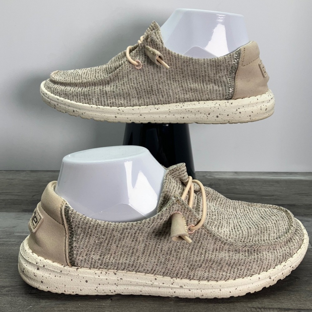 Hey Dude Wendy Stretch Rose Tan Knit Slip On Loafers Womens 7 121416830
